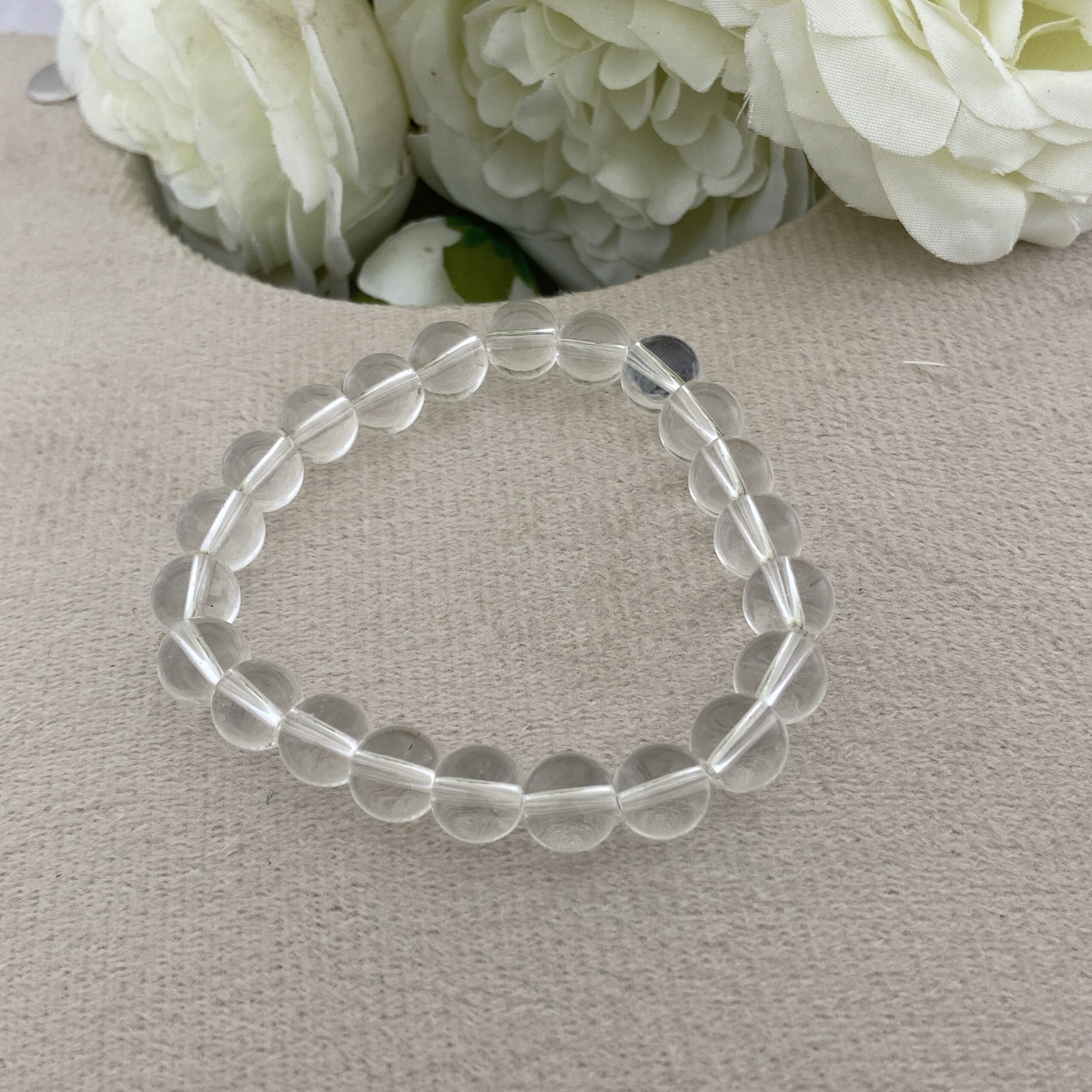 Clear Quartz Beaded Bracelet, Handmade Jewelry, Gift For Her - Image 3