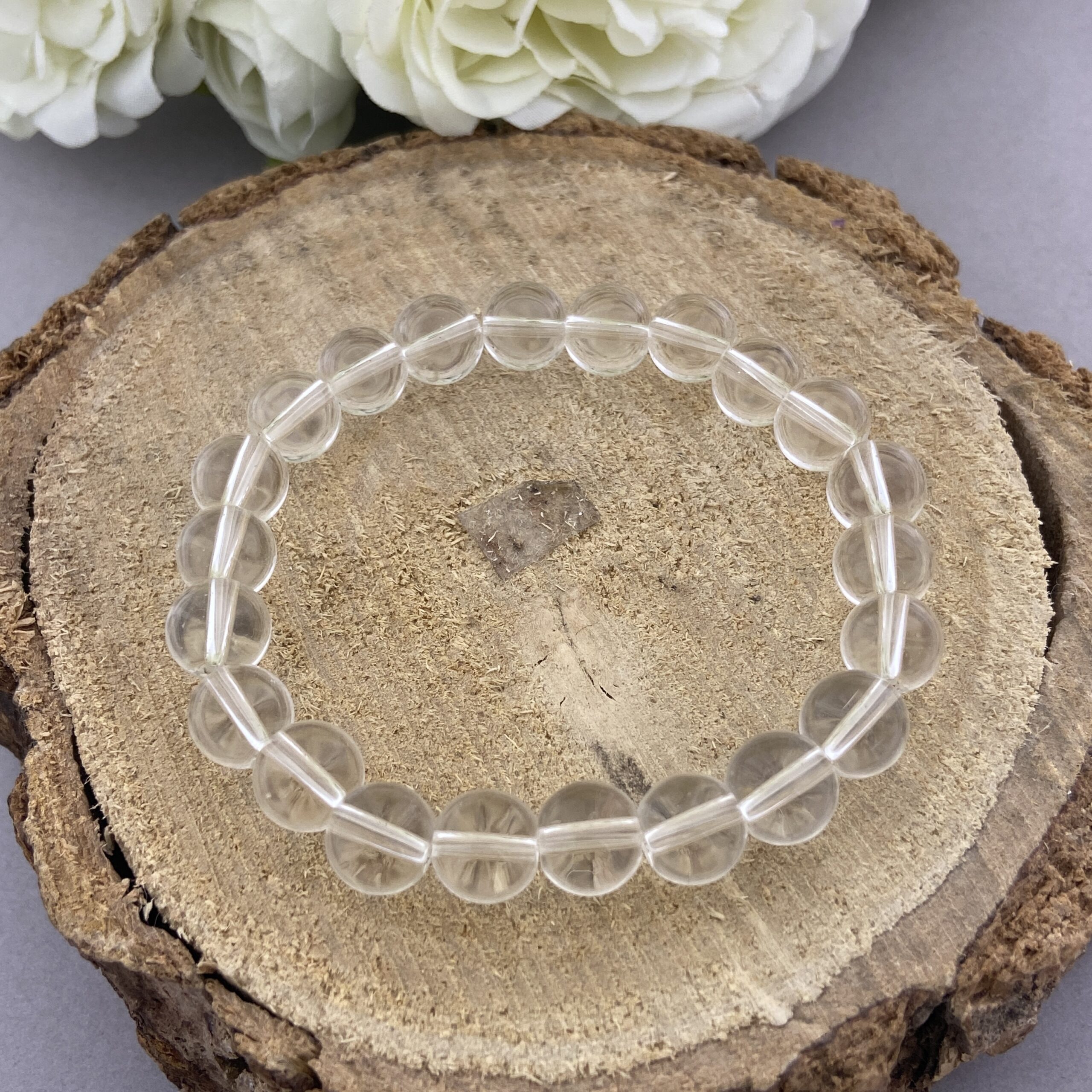 Clear Quartz Beaded Bracelet, Handmade Jewelry, Gift For Her - Image 5