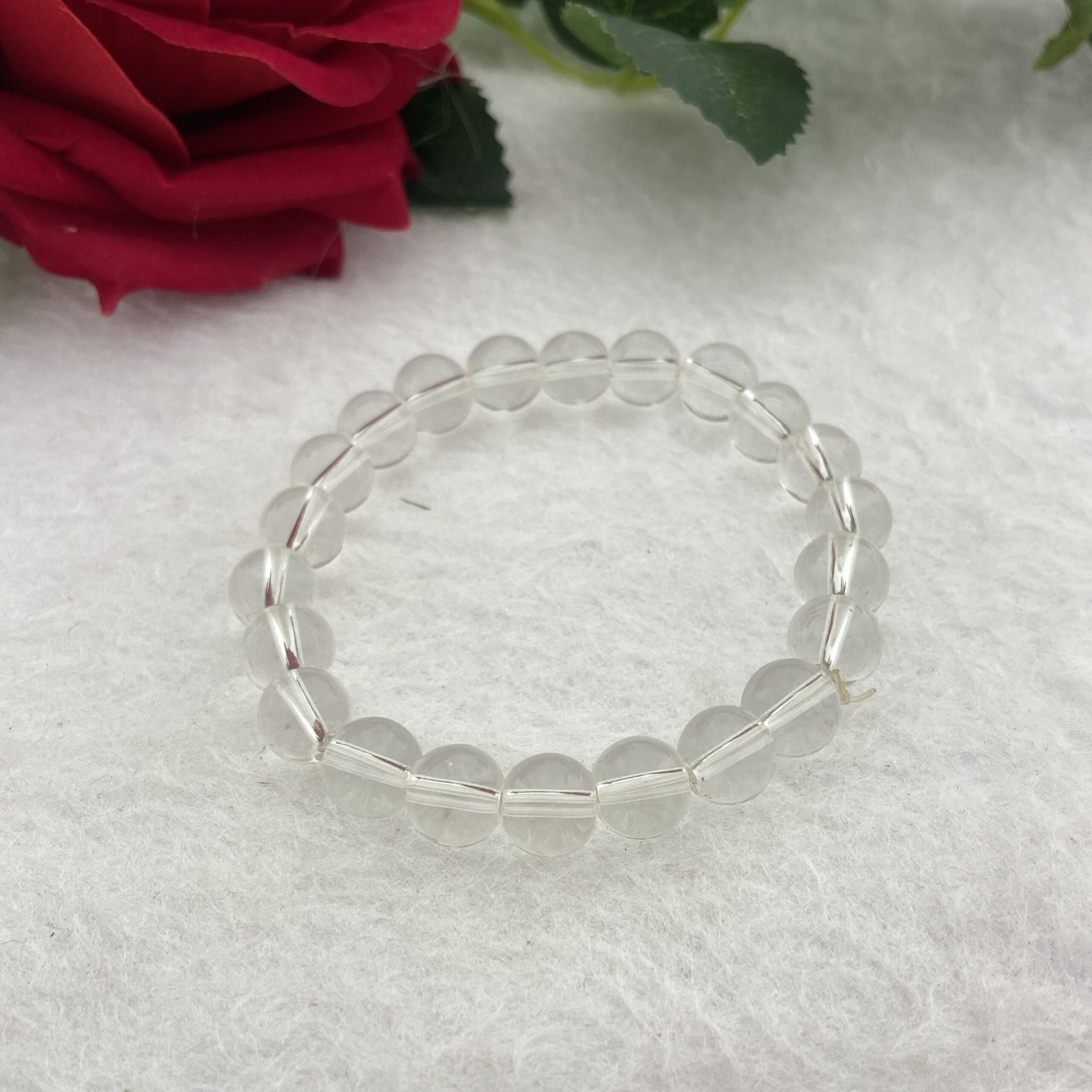 Clear Quartz Beaded Bracelet, Handmade Jewelry, Gift For Her